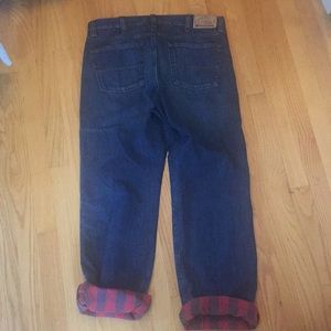 Men’s LL Bean jeans with red flannel lining